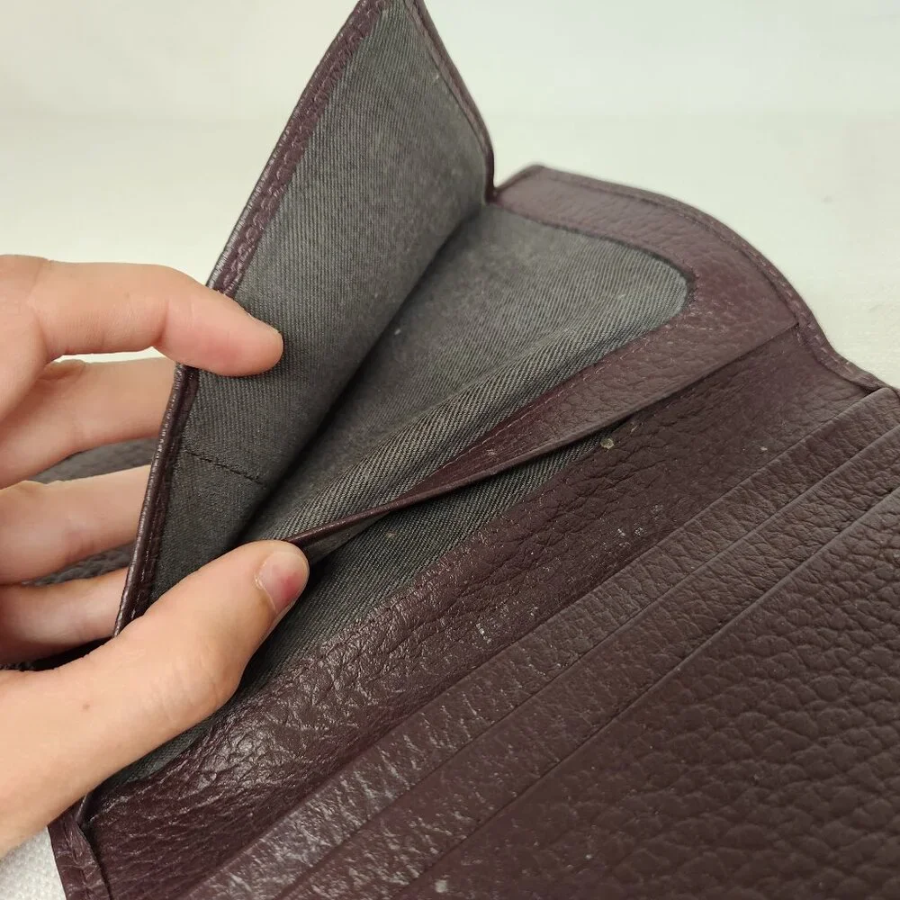 TSO Brown Leather Bifold Wallet Checkbook, Pen, Money Holder